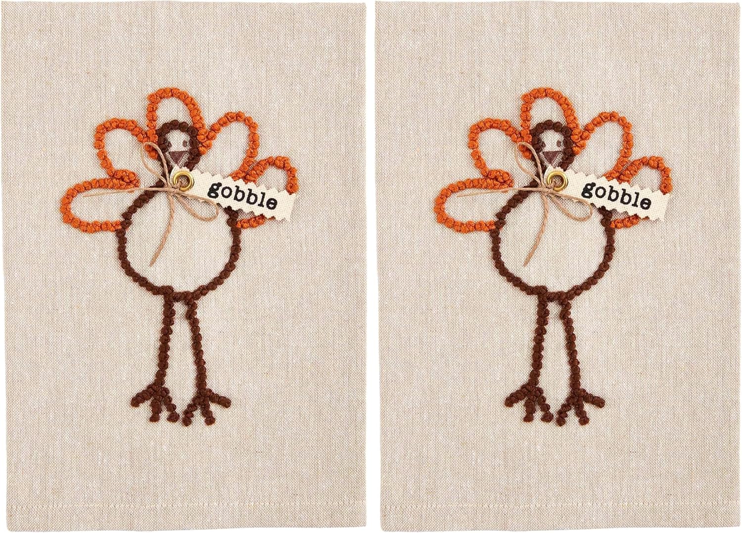 Mud Pie Fall Knotted Towel, Gather, 21" x 14" (Pack of 2)