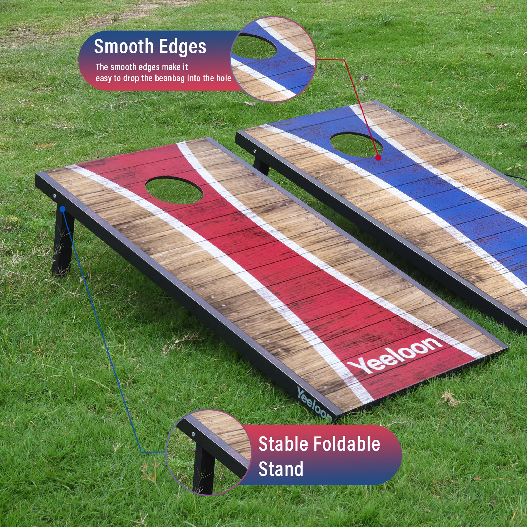 Cornhole Set, Regulation Size Cornhole Boards with 8 Bean Bags and