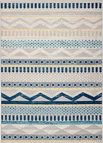 Miniatura 3 de Rugshop Sky Collection - Alfombra de diseño bohemio contemporáneo de 5 x 7 pies, color azul