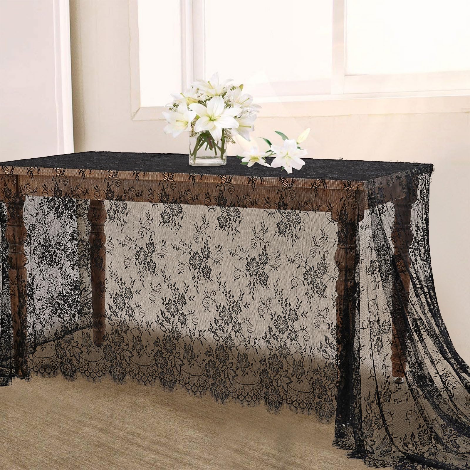Halloween Table Cloth Rectangular Lace Tablecloth for Party Decor 150x300cm