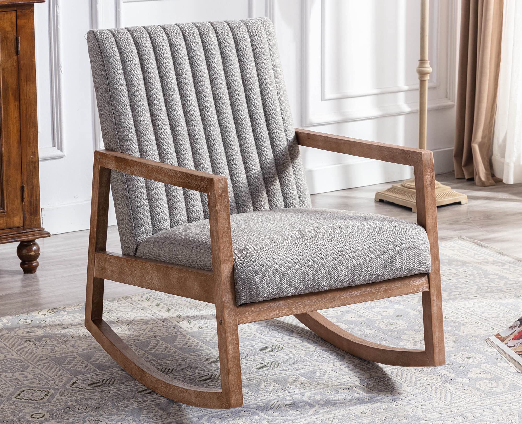 Amazon.com: VESCASA Upholstered Linen Rocking Chair with