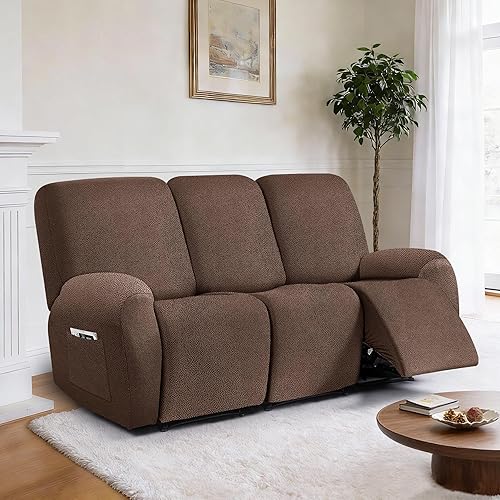 Miniatura 74 de Fundas para sillas reclinables con aspecto de cuero, funda elástica de 4 piezas, funda suave para silla reclinable, protector de muebles lavable