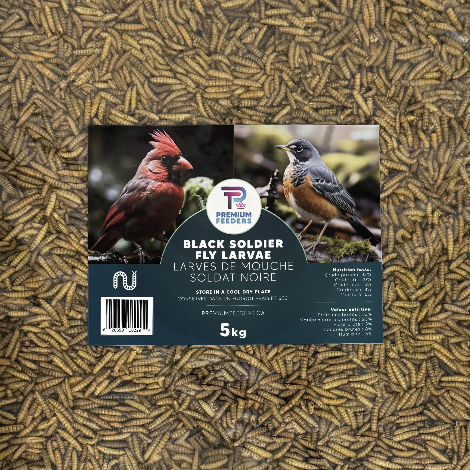 22lb - Dried Black Soldier Fly Larvae by Premium Feeders – Dried mealworms Alternative – Treats for Chicken, Hens, Duck, Bird, Lizard, Tortoise, Fish – High Calcium & Protein – All Natural BSF - 5