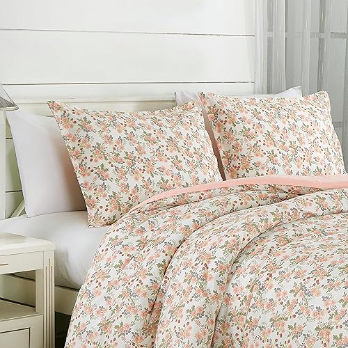 Miniatura 7 de Chezmoi Collection Shore - Juego de edredón de 3 piezas con estampado bohemio a rayas, tamaño King, medallón floral, colorido, azul marino, naranja,