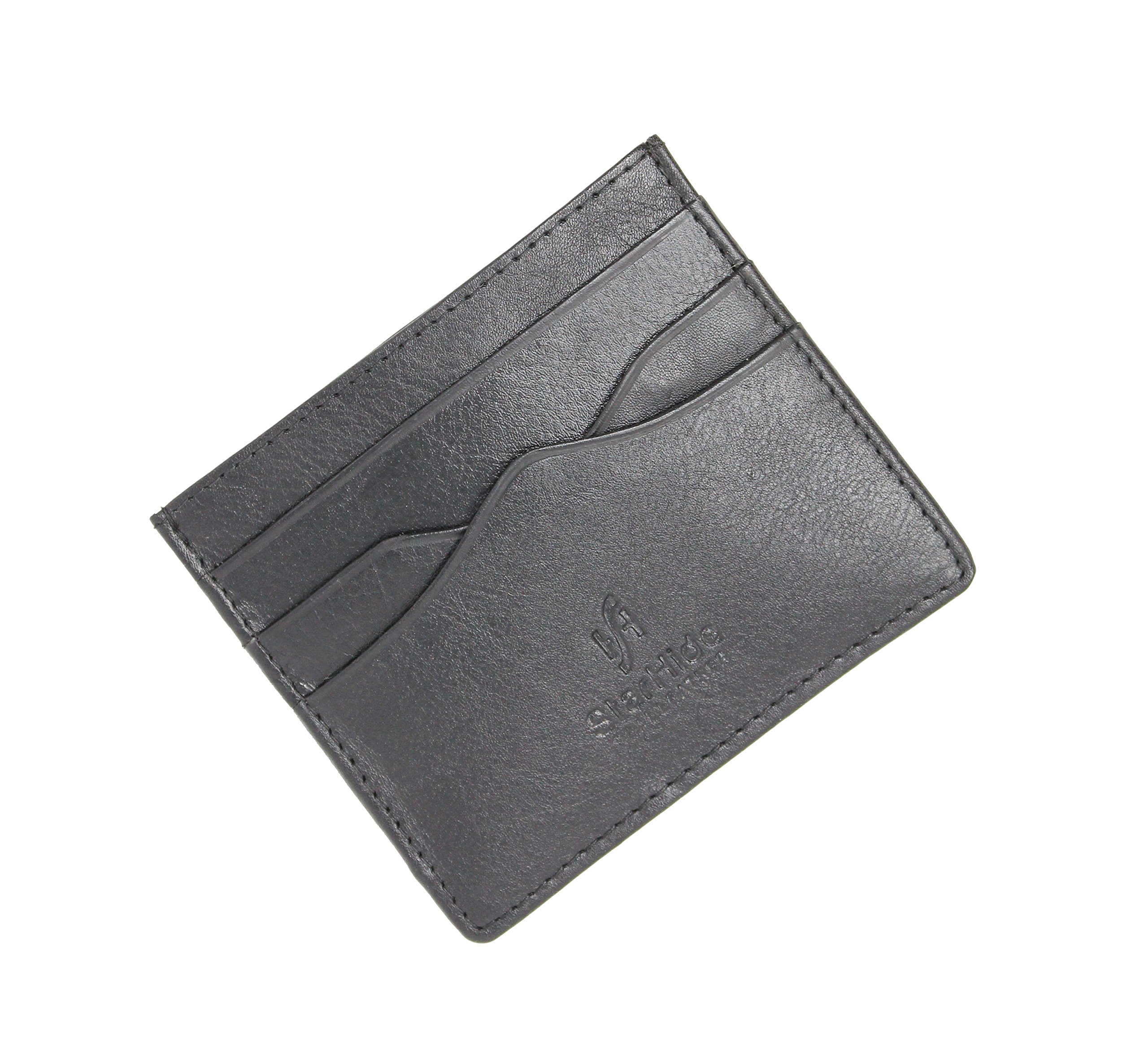 STARHIDE Men’s Small Genuine Leather Slim Credit Card Holder Mini Case Wallet #1215 (Black)