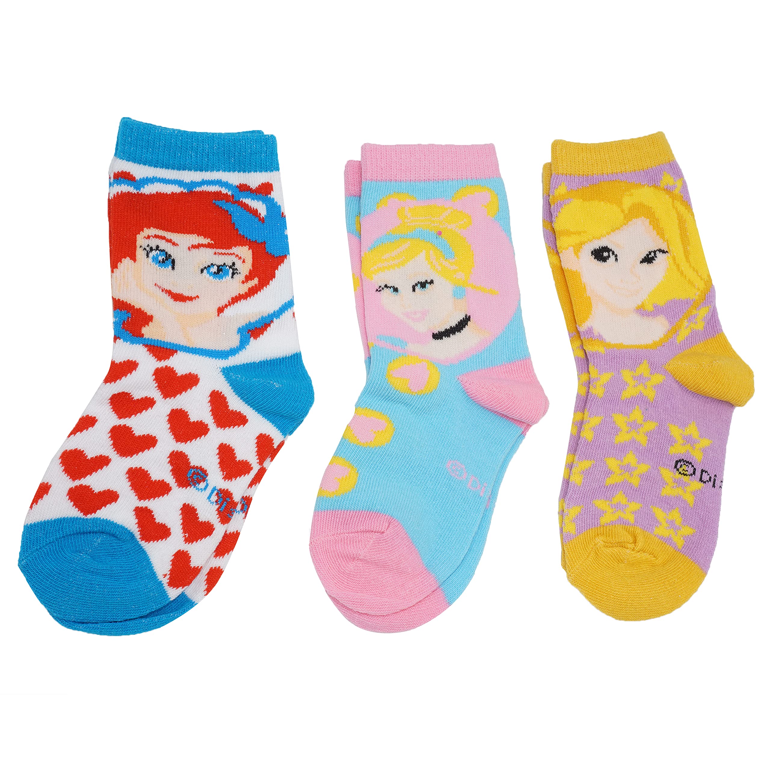 Srv Hub Girls Disney Princess Pack Of 3 Slipper Socks, Kids Socks And Toddlers Socks Breathable Sports Socks For Kid Toddler With Originality Cartoon Character Designed (Uk 12-2/ Eu 31-34)