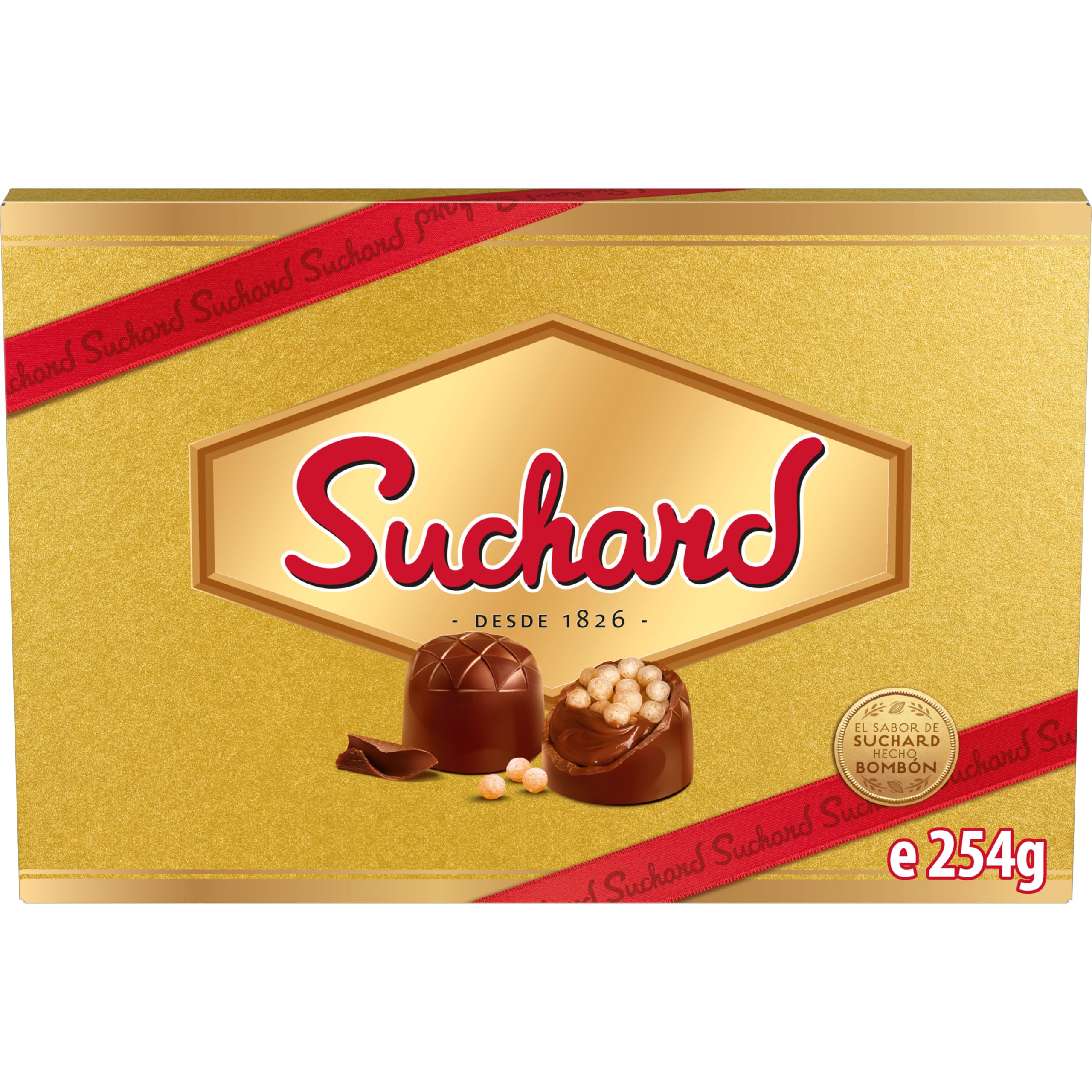 Bombones Suchard, Delicisoso Chocolate con Leche y Arroz Inflado, Caja de 28 unidades - 254 g