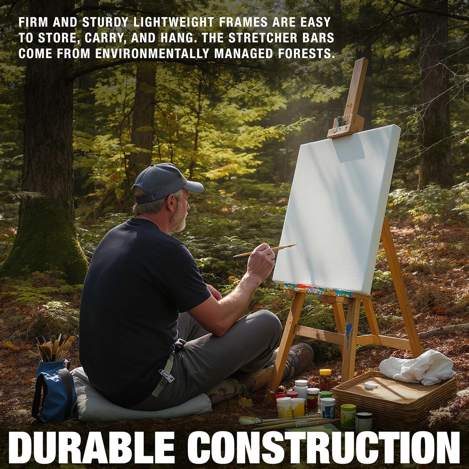 U.S. Art Supply 8 x 36 inch Stretched Canvas for Painting, 12oz Triple Primed, 3-Pack - Professional Artist Quality White Blank 3/4" Profile, 100% Cotton, Heavy-Weight Gesso - Acrylic Pouring, Oil