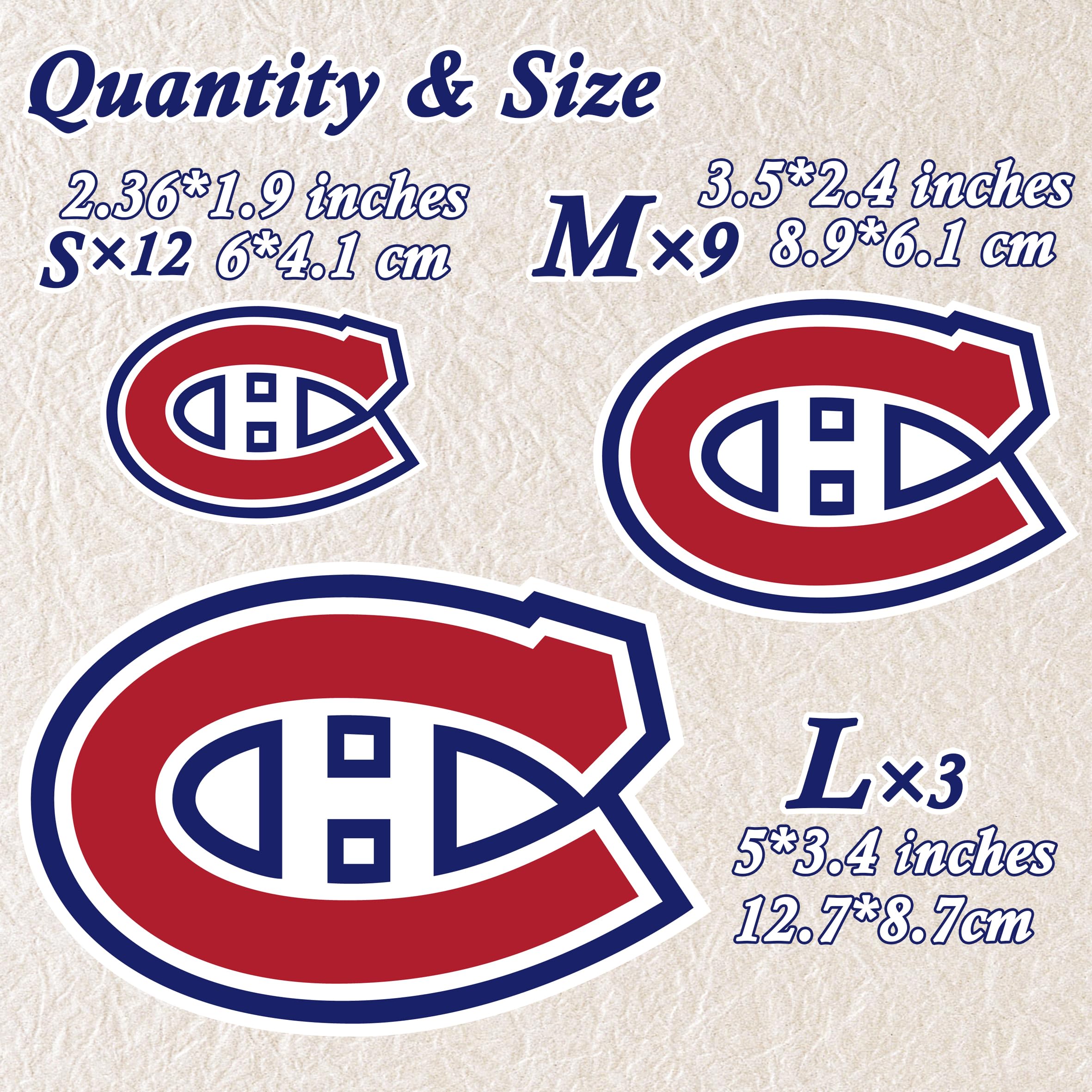 Montreal Hockey Stickers, 24-Pack, 3 Sizes (12.7 cm/8.9 cm/6 cm), Holographic Waterproof PVC, Laptop Locker Notebook Décor – Autocollants Canadiens de Montréal — view 7