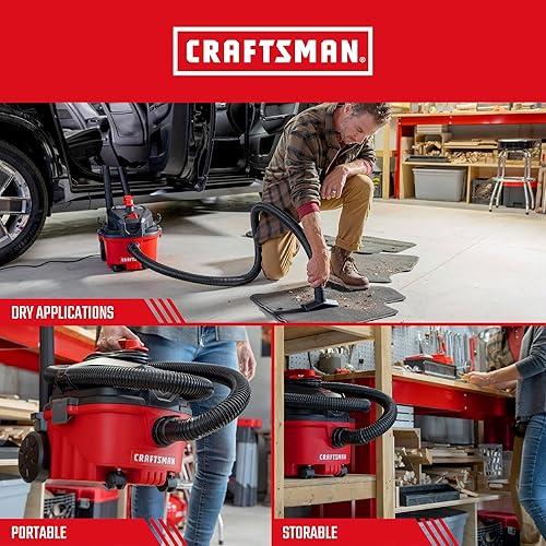 Miniatura 4 de CRAFTSMAN CMXEVBE17040 - Aspiradora portátil de 4 galones y 5.0 HP de potencia húmedaseca, con filtro, manguera, kit de limpieza de coche y kit de