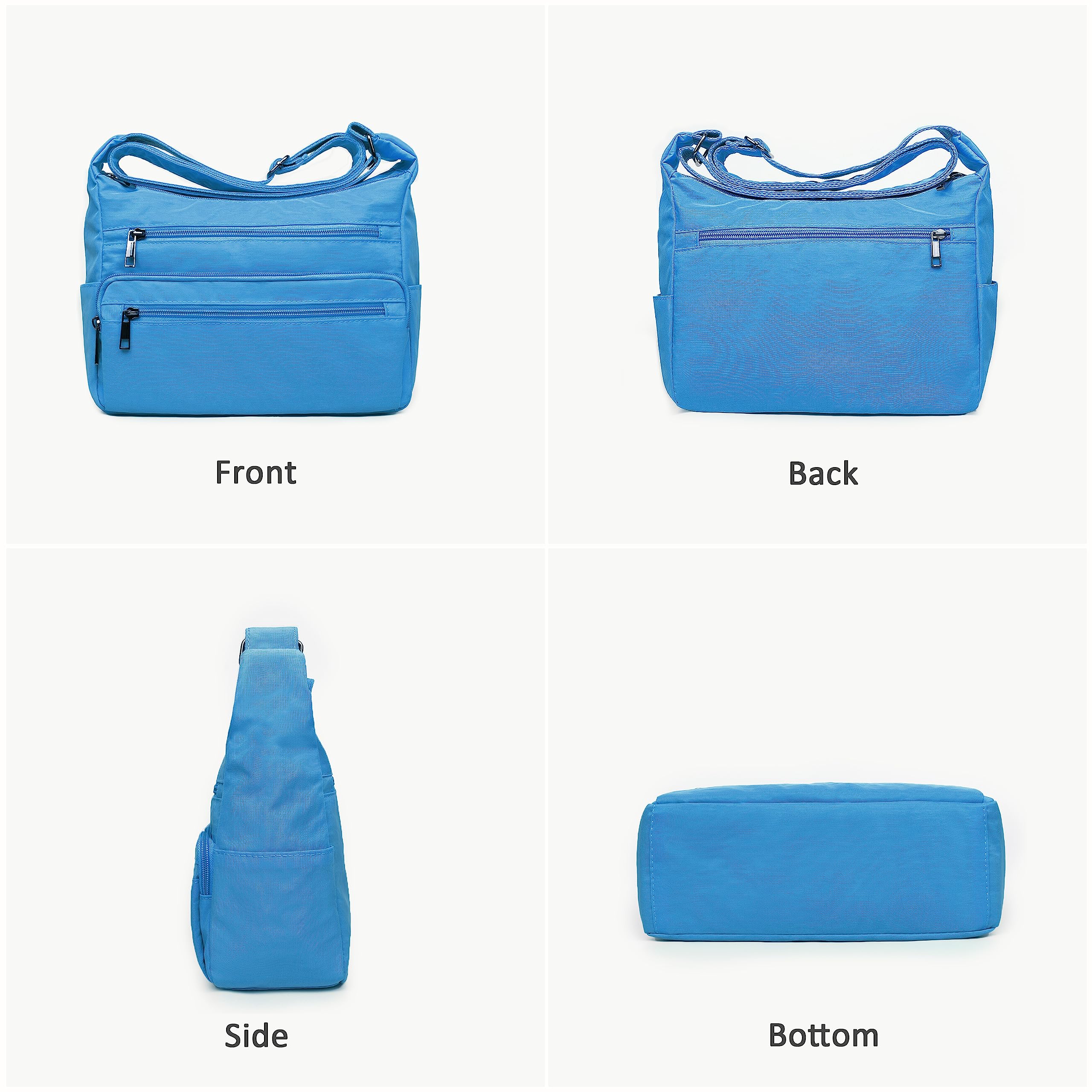 VOLGANIK ROCK RFID Purses for Women Fabric Nylon Multi Pocket Crossbody Bag Ladies Travel Handbag: Large Blue#106