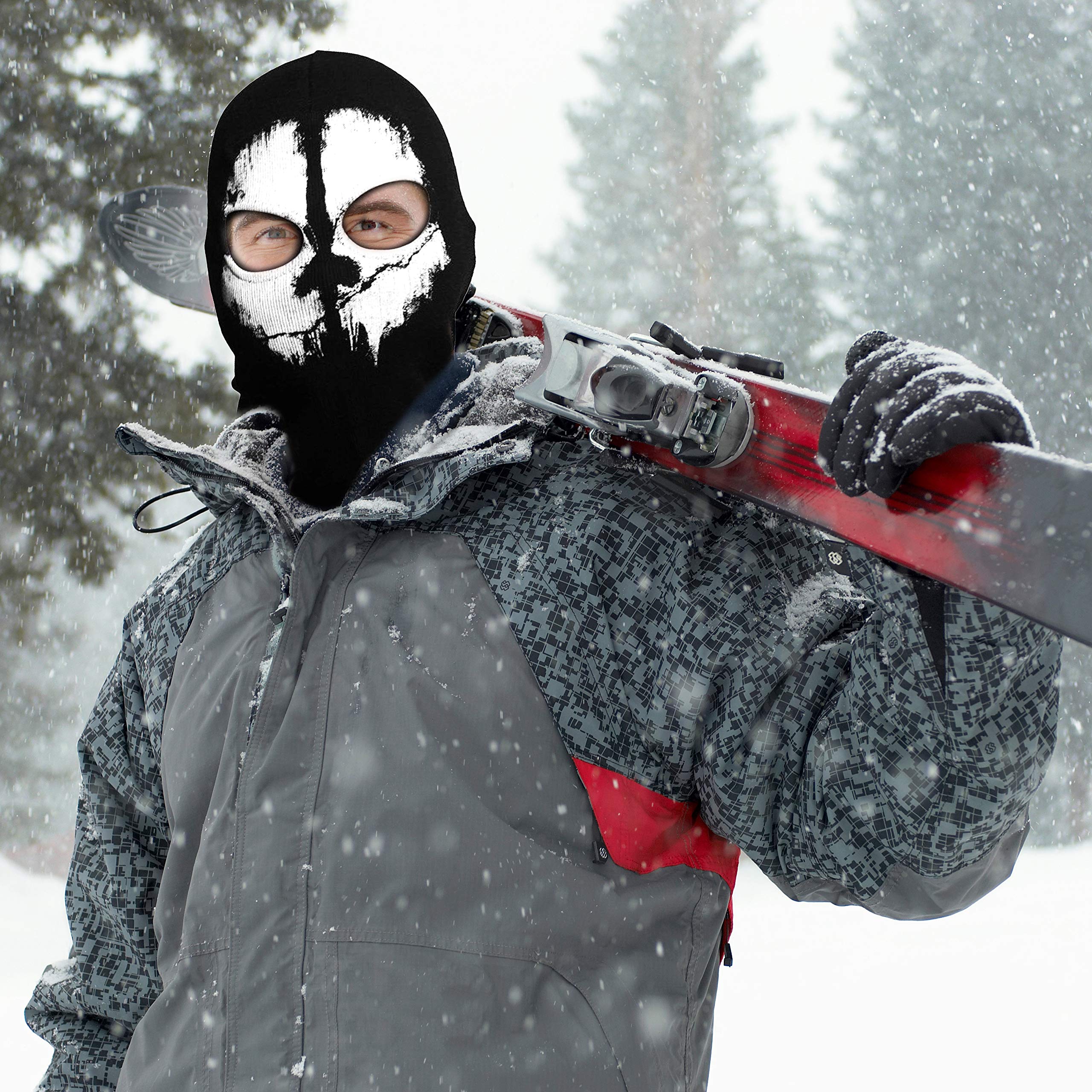 TRIXES Ghost Mask- Balaclava pour Hommes - Masque Complet d'horreur , de Ski pour Costume de Robe de Fantaisie - Cosplay - Airsoft Motorcycling Paintball - One Size - Colour Black
