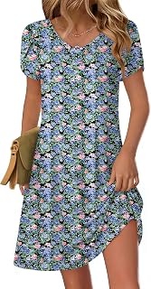 Zeagoo Womens Summer A-Line Dress with Pockets Mini Short Sleeve Dresses Flowy Beach Swing Dress 2026 Vacation Travel