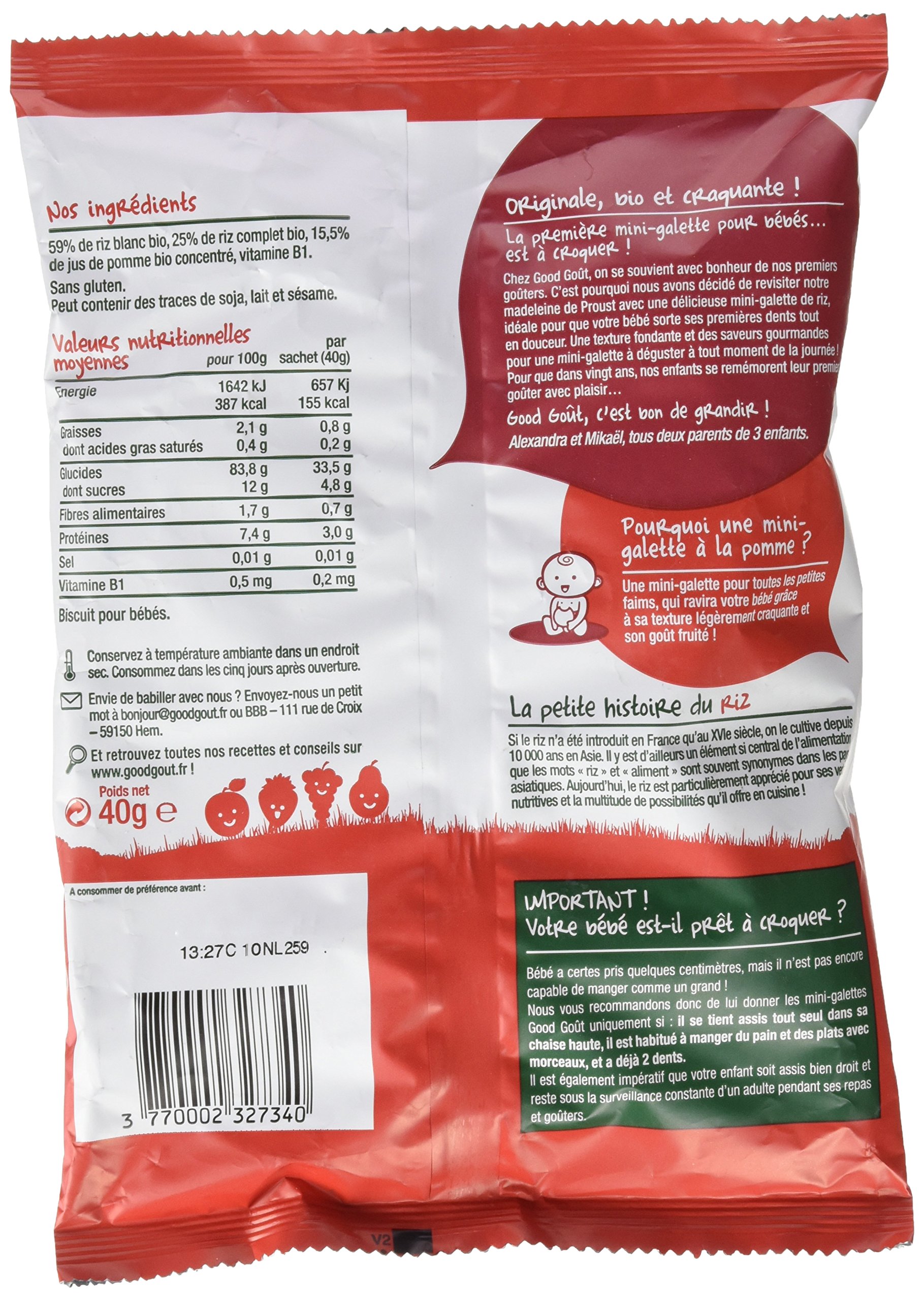 Good Goût Minigalettes de Riz à la Pomme Dès 10mois, Bio, 40g