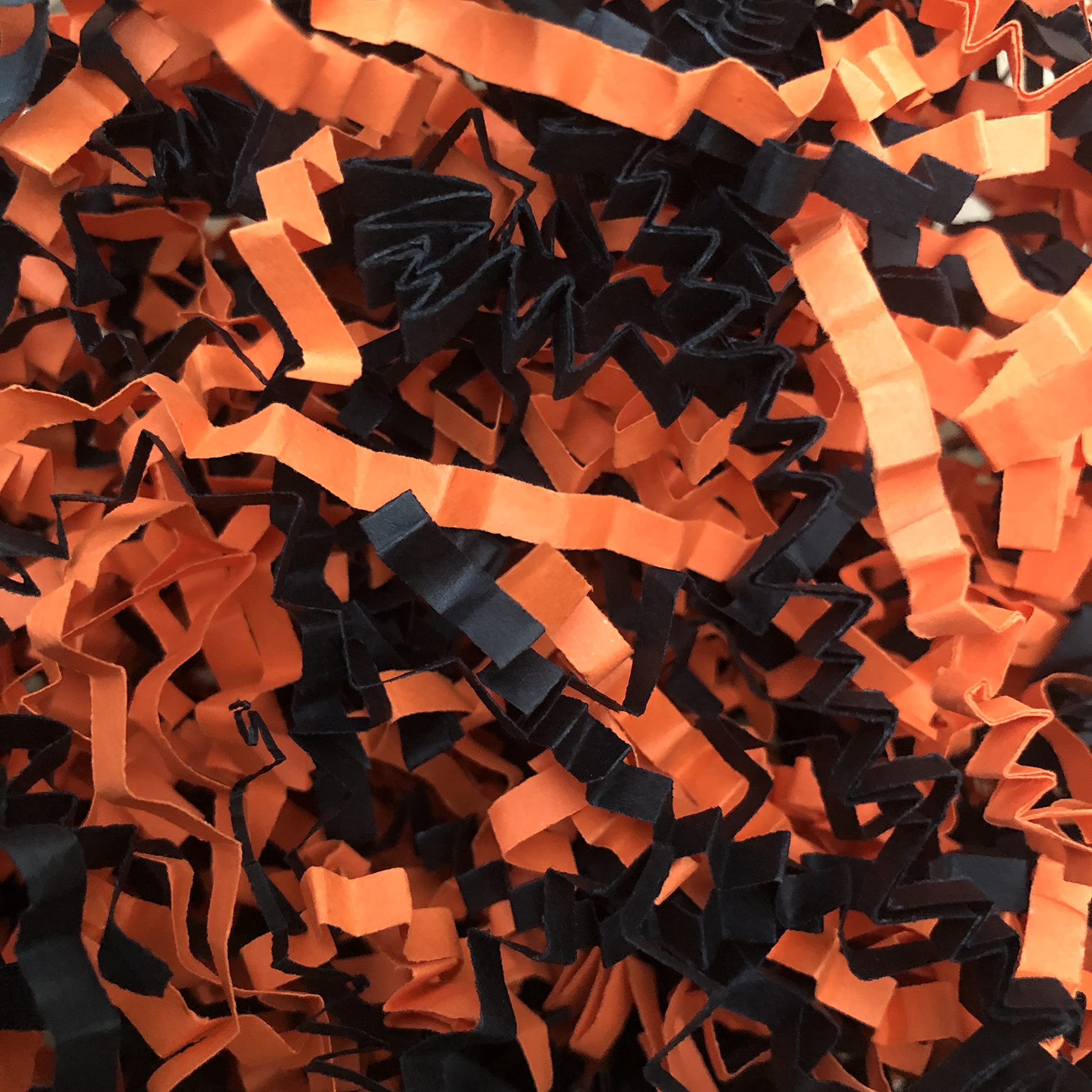 ShredAstic ® Shredded Paper Zig Zag Crinkle Cut Orange/Black Mix gifts  baskets  hampers crafts (50 grams)