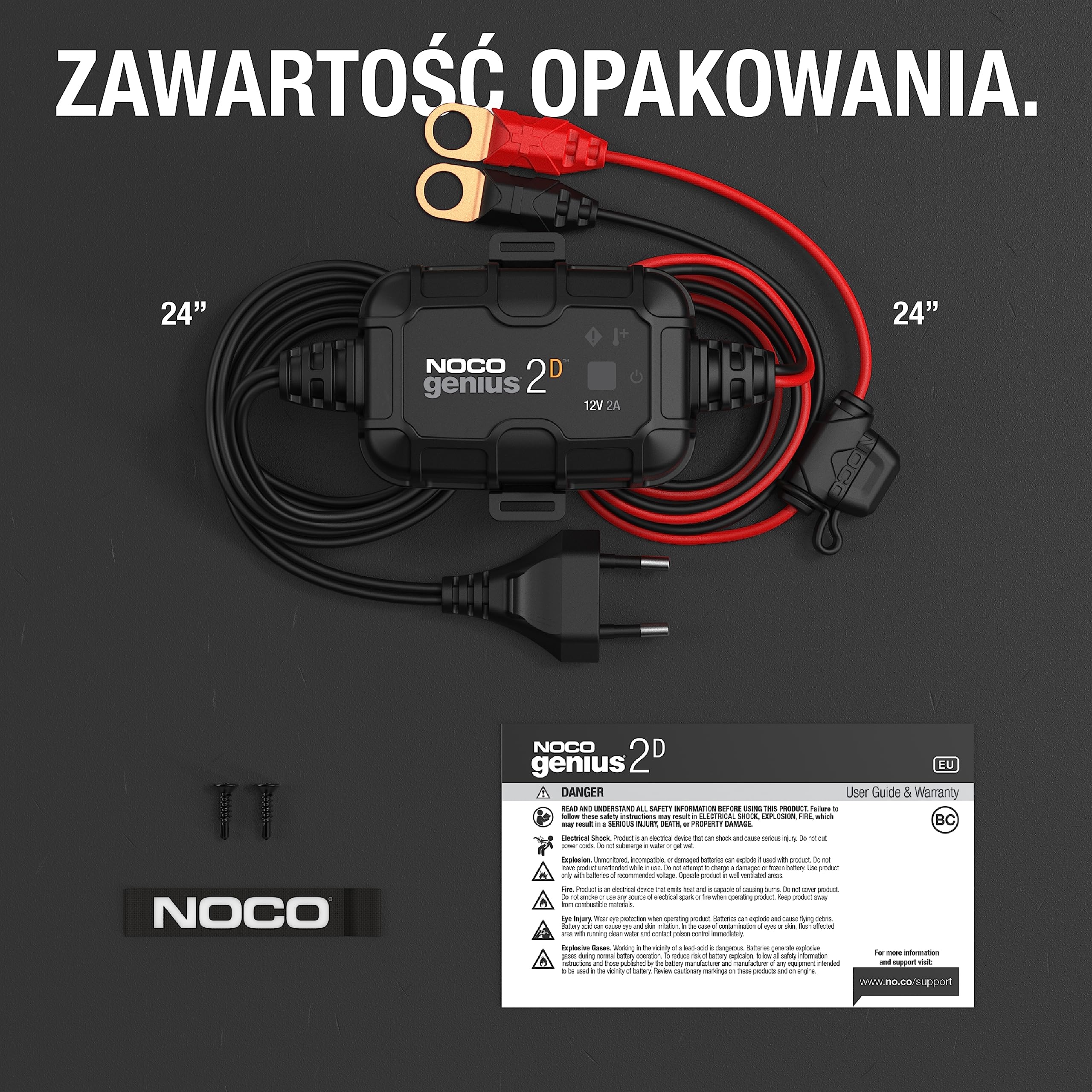 NOCO GENIUS2DEU ładowarka 2A do akumulatorów 12V konserwator odsiarczająca z kompensacją temperaturową
