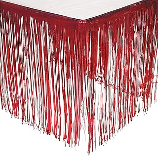 RED FRINGE TABLESKIRT - Party Supplies - 1 Piece