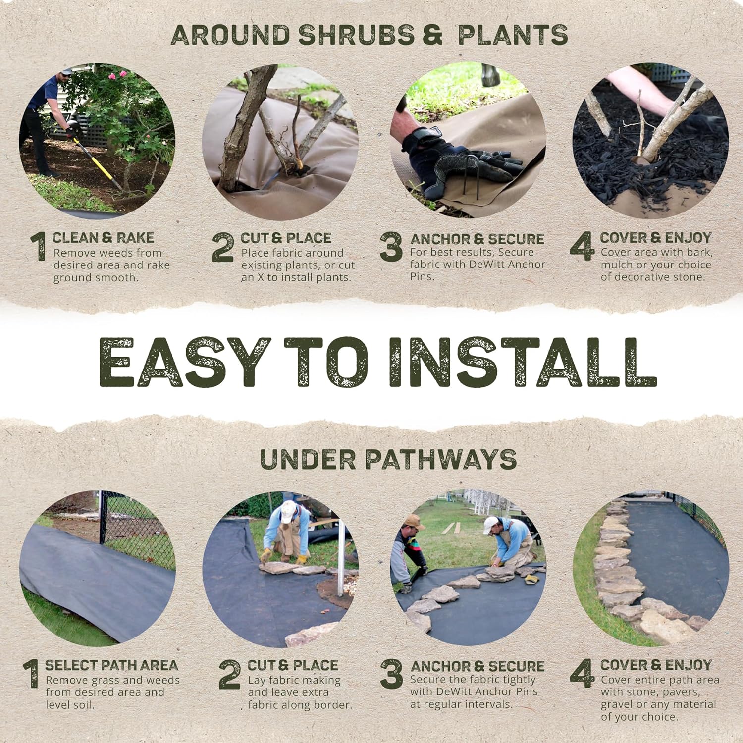 Dewitt Garden Weed Barrier Natural Paper Mulch, Black, 3 x 300 Feet – Organic Gardening Ground Cover Mat for Vegetable Gardens, Beds, Greenhouse, and Outdoor Planting Areas