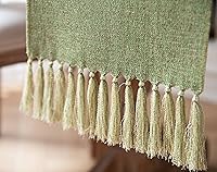 Vista 109 de ZeeMart Light Grey Table Runners 108 Inches Long, Burlap Linen Style Rustic Farmhouse Table Runner, Long Boho Dining Table Runner, 13x108 Inches