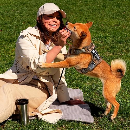 Miniatura 8 de PUREVACY Arnés táctico para perro con asa mediana para mascotas, arnés de camuflaje de color desierto para entrenamiento y trabajo, chaleco táctico