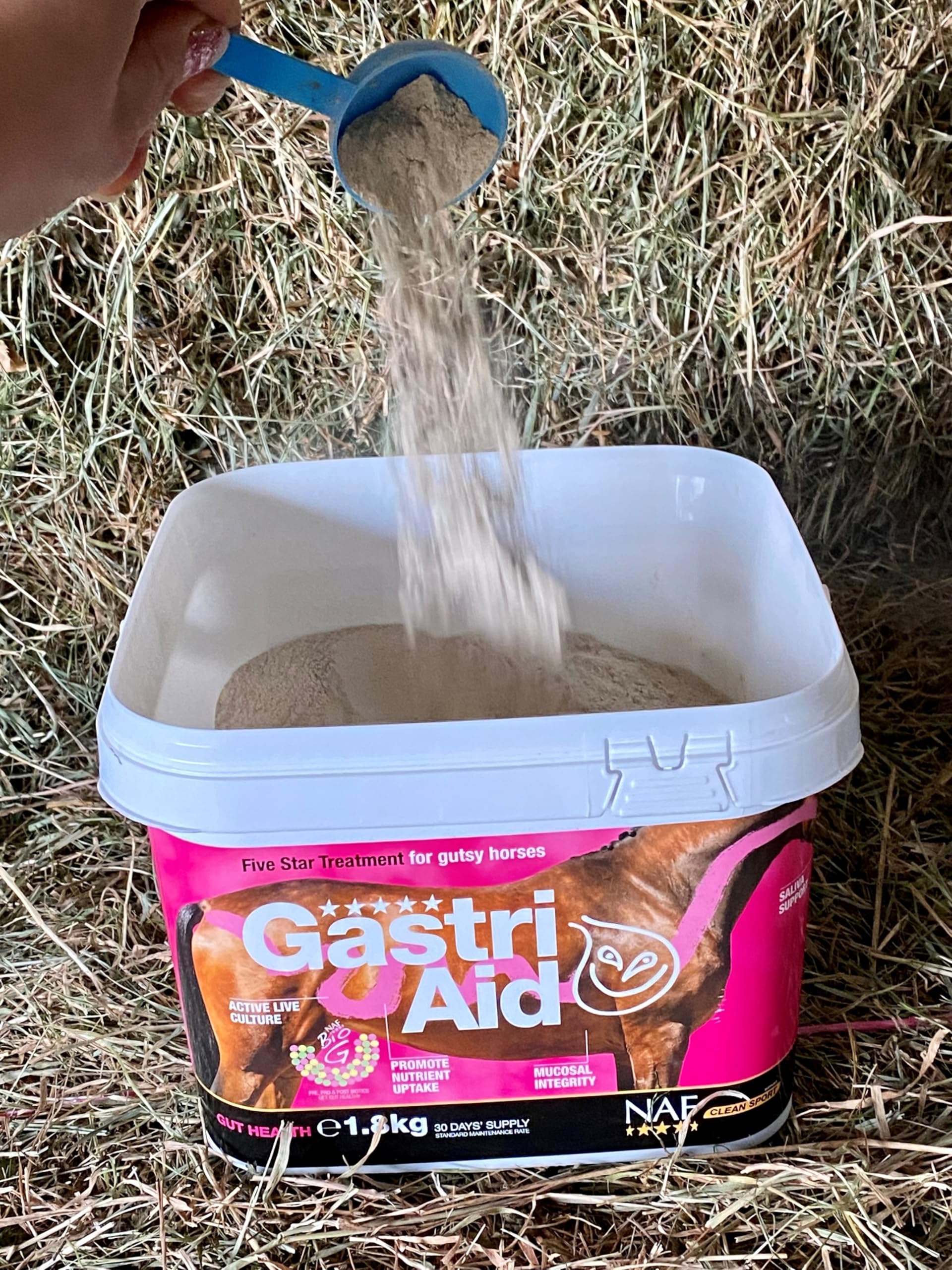 NAF Five Star GastriAid 1,8 kg – zaawansowany dobry suplement zdrowotny dla koni – SupportsTotal Digestive Health and Promotes Efficient Nutrient Absorption – zawiera prebiotyki, probiotyki i