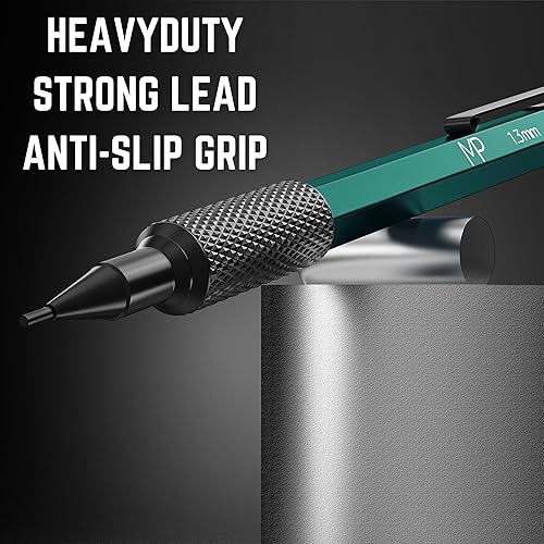 Miniatura 3 de Mr. Pen - Juego de lápices mecánicos de metal con recambios de plomo y borrador, paquete de 3, portaminas de 0.051 in, portaminas de metal para