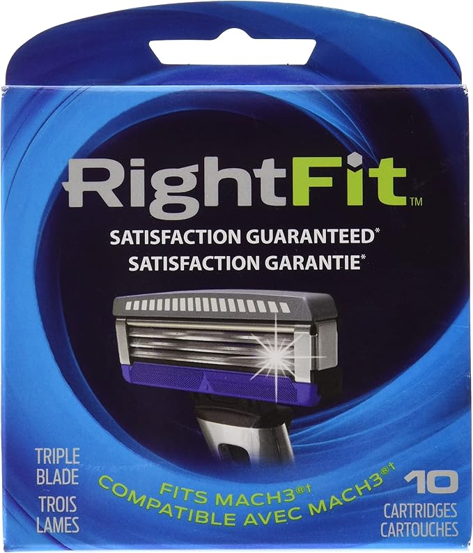 RightFit Fits Mach 3 Mens Razor Blade Refills, 10 Cartridges