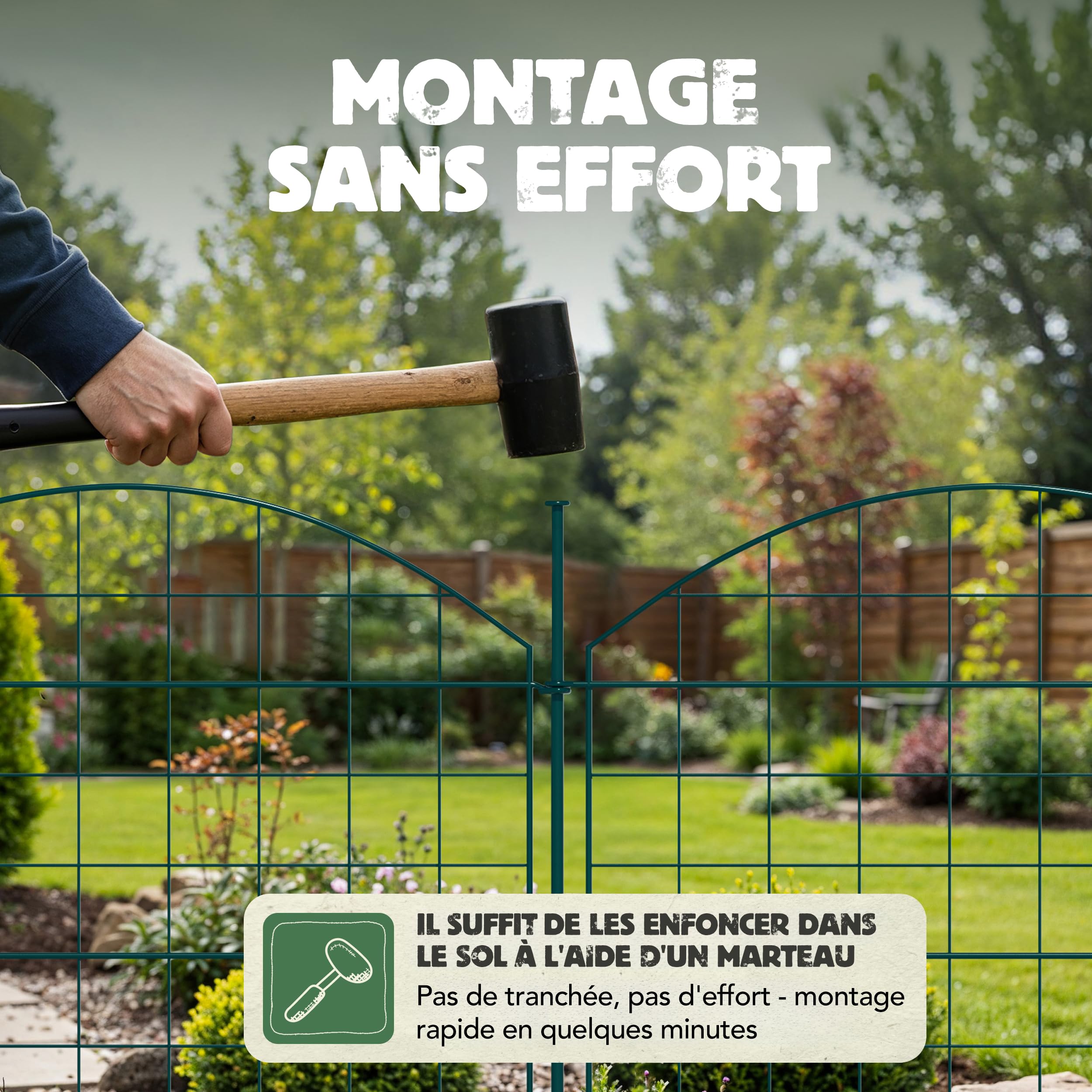 Kit clôture d'étang 10 éléments métal, poteaux, clôture à planter | Clôture de piscine et de jardin flexible pour enfants, éléments en métal à planter, kit complet