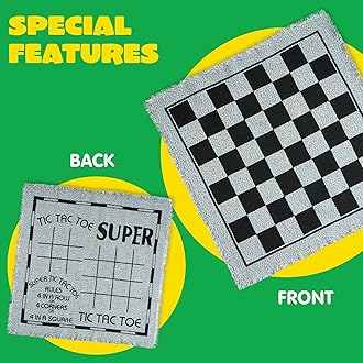 JOYIN 3-in-1 Vintage Giant Checkers, Tic, Tac, Toe, Game with Reversible Mat, 24 Chips, Family Board Game, Lawn Game, BBQ Party Favor, Indoor and Outdoor Activity for Kids and Adults