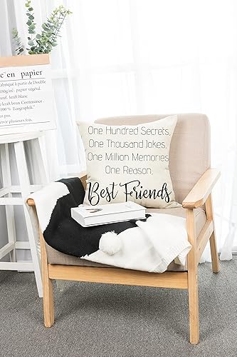 Miniatura 5 de Ogiselestyle Fundas de almohada de granja con cita de mejores amigos, 18 x 18 pulgadas, fundas de cojín rústicas con frases de amistad