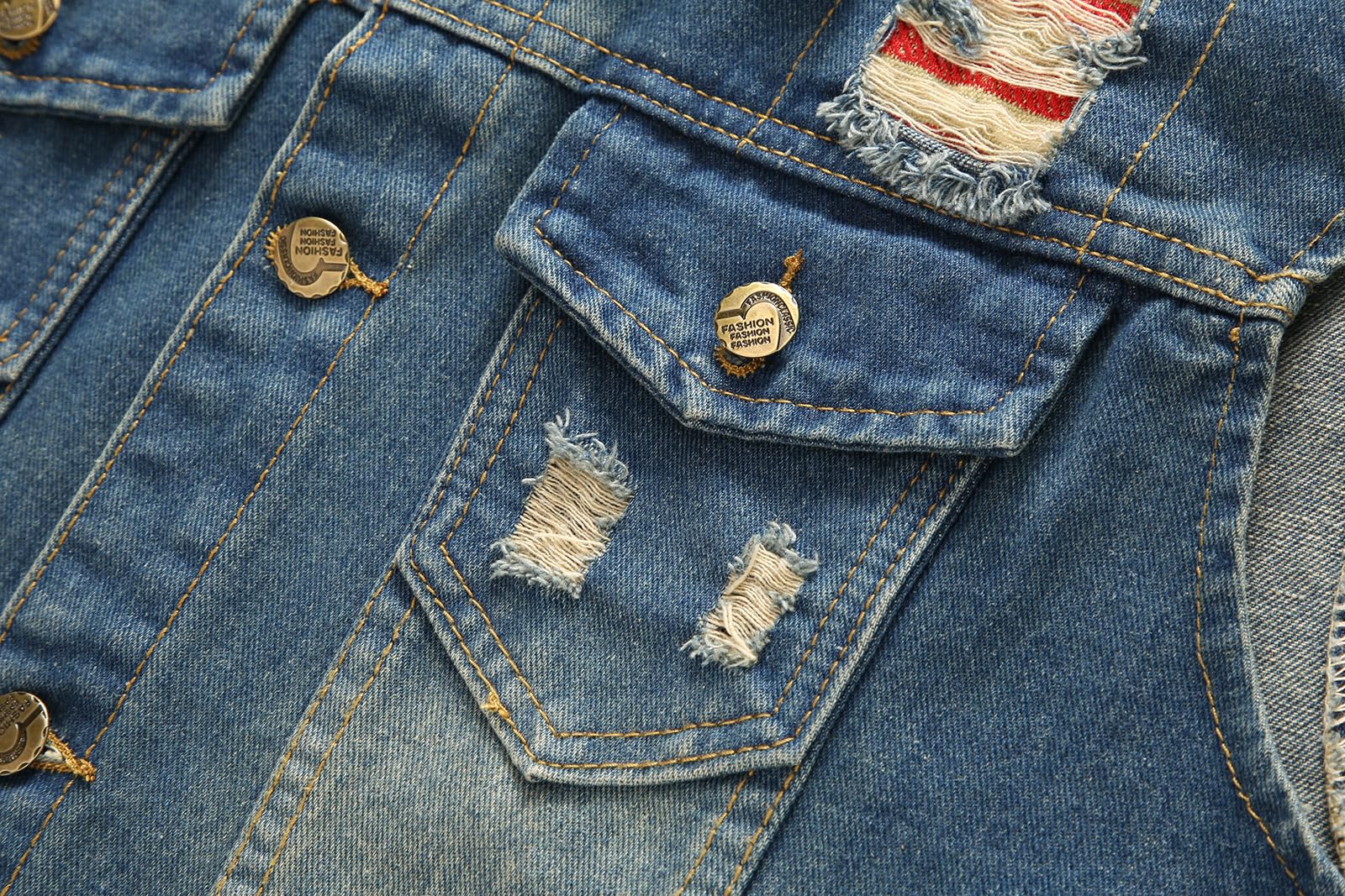 KUDORO Gilet homme Denim Déchiré Veste Gilet sans Manches en Jeans Vintage Gilet Denim Veste à la Mode Motard