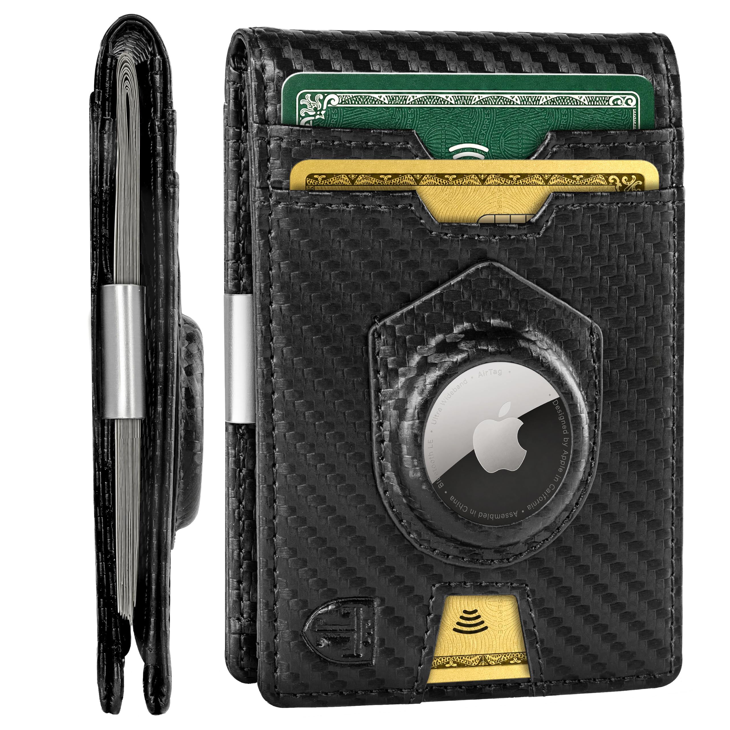 TRAVANDO Money Clip Wallet with AirTag Pocket - RFID Protected Wallet for Men for 11 Cards - including Gift Box