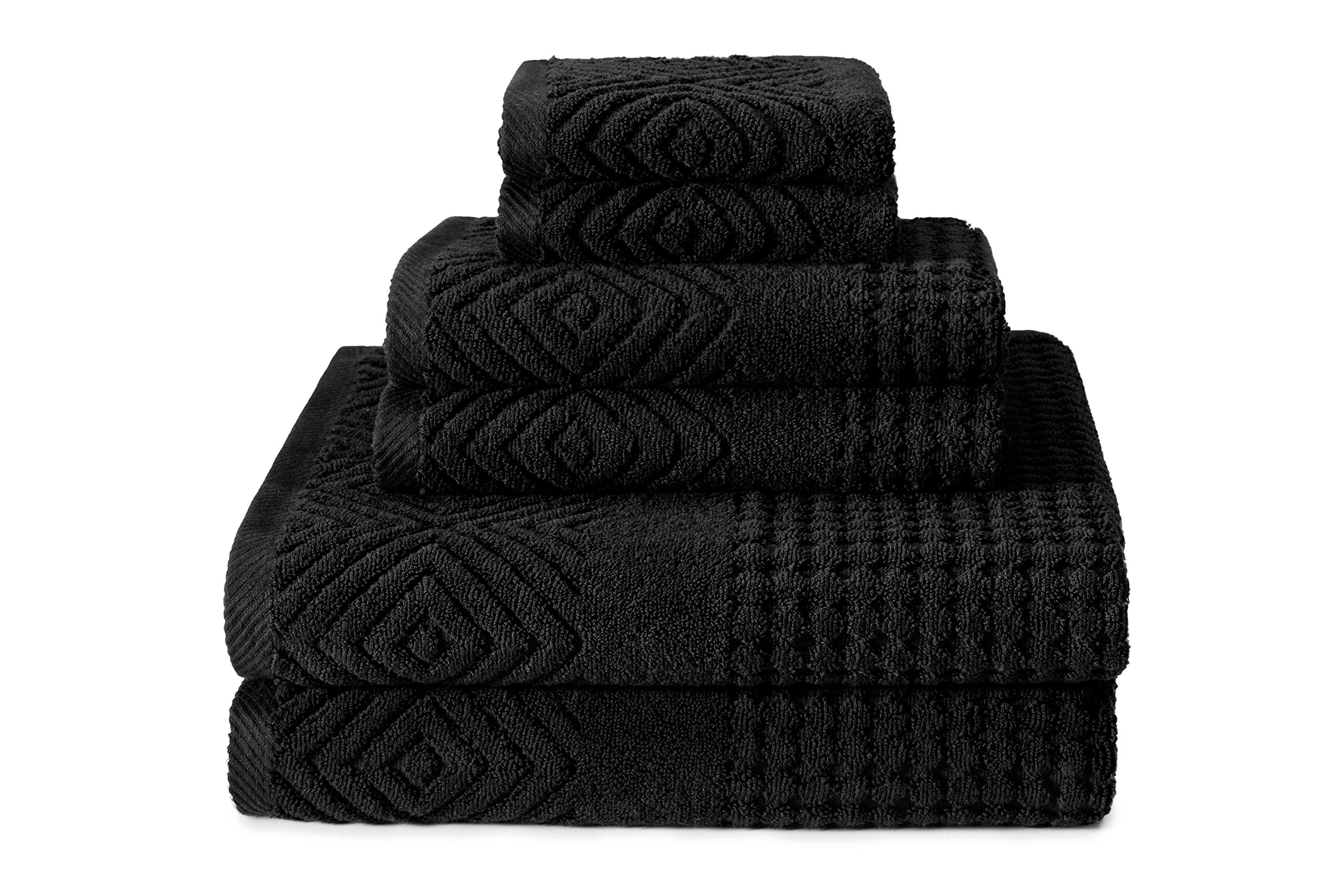 Texere 100 Organic Cotton Diamond Jacquard 700 GSM Luxury Bath Towel Sets - Spa Quality Bath Towels Hand