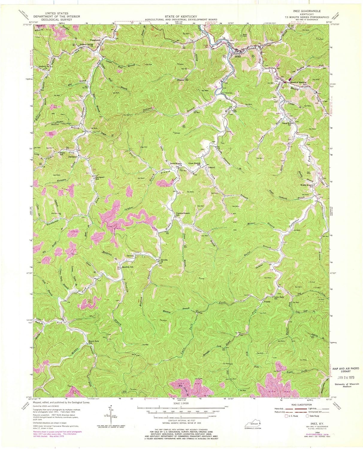 Amazon.com: 1954 Inez, KY - Kentucky - USGS Historical Topographic Map ...