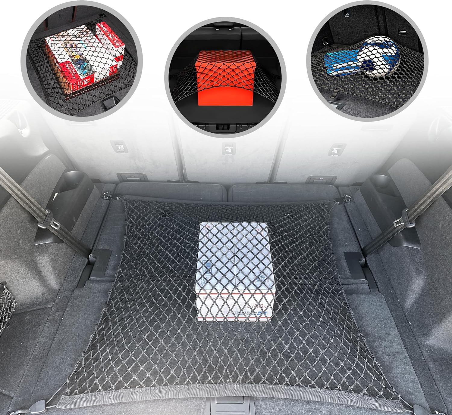Floor Style Trunk Mesh Cargo Net for Audi Q7 Premium Premium Plus Prestige 2017-2024- Premium Trunk Organizer and Storage - Luggage Net for SUV
