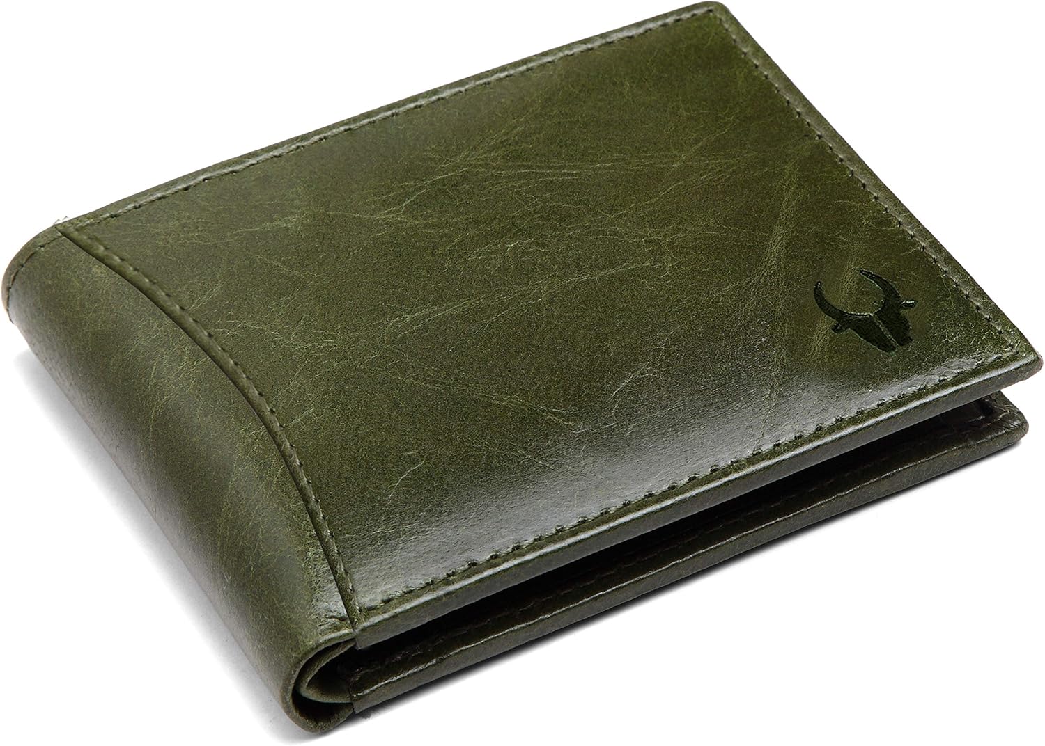 WildHorn Leather Men's Wallet (WH1173), GREEN CRUNCH, Classic