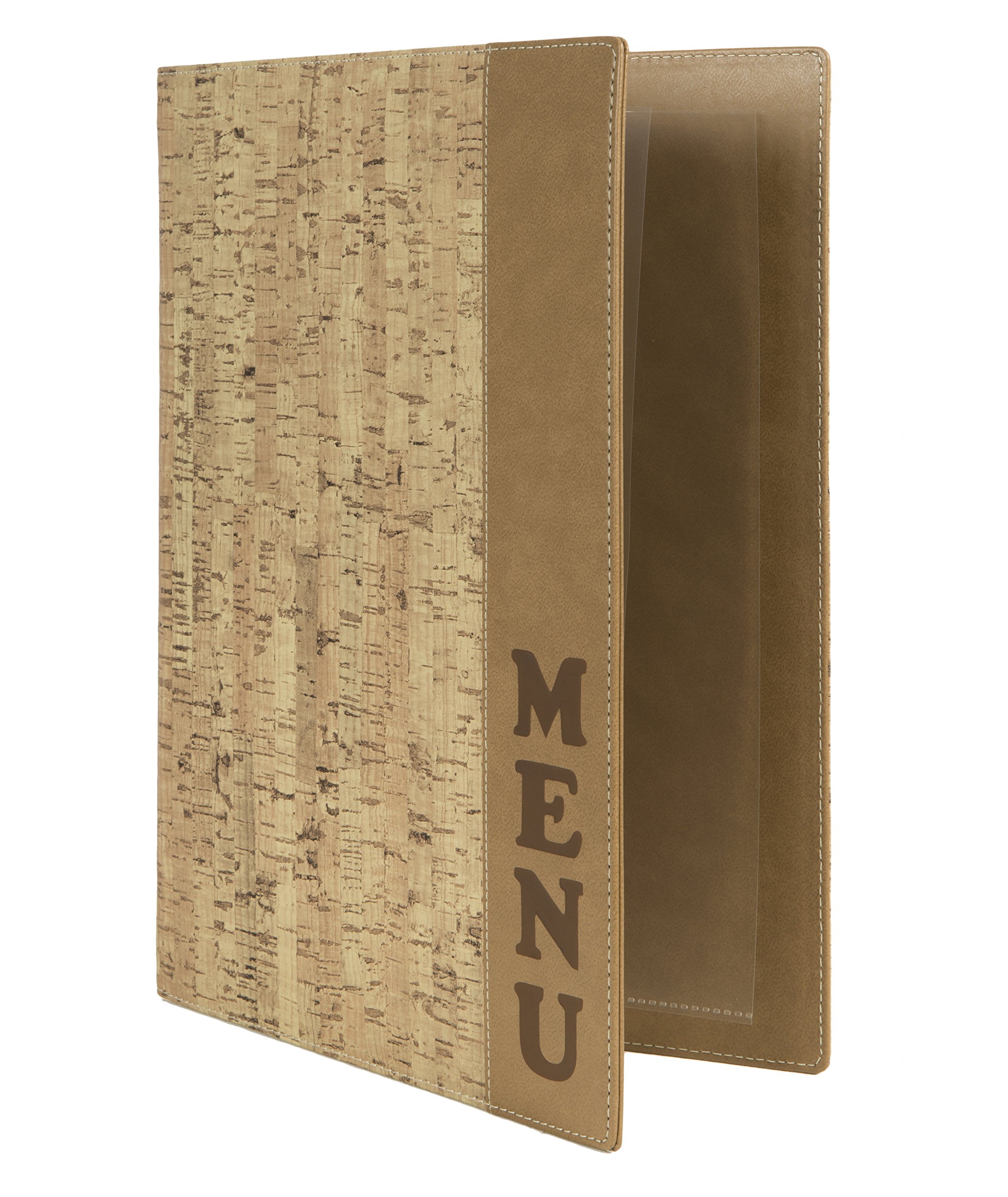 SECURIT - Set de 10 Portamenús Design Line con Caja de Exhibición | 1 Inserto Fijo Doble Cara = 4 Páginas A4 - Posibilidad de Añadir Insertos - Café, Bar, Restaurante - Imitación Cuero PU