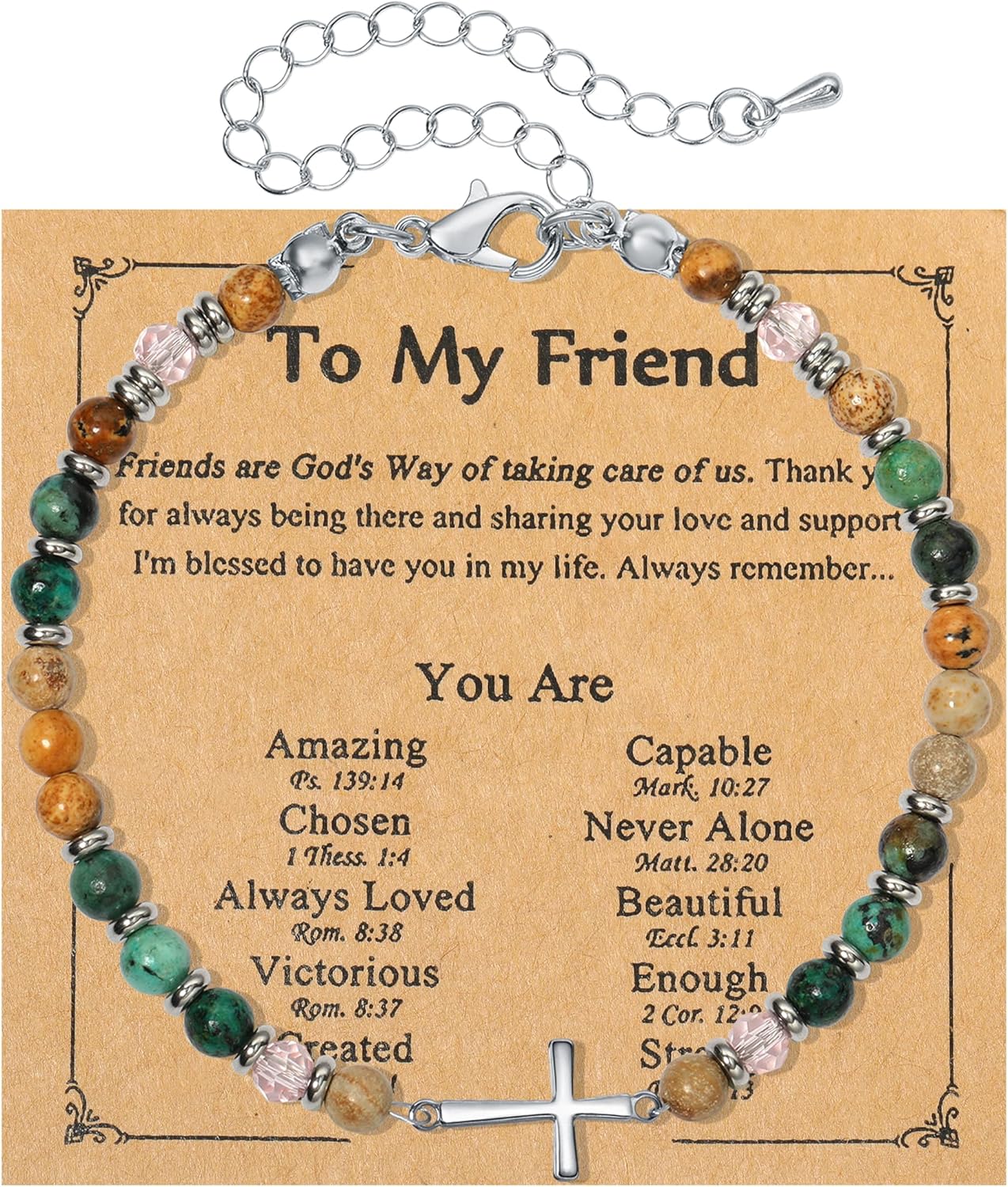 Cross Bracelet for Women, Christian Gifts for Women, Faith Friendship Bracelet with Natural Stones, Best Friend Birthday Gifts, Baptism Confirmation Easter Gifts for Her, Unique Cross Bracelet Gift for Chrismas