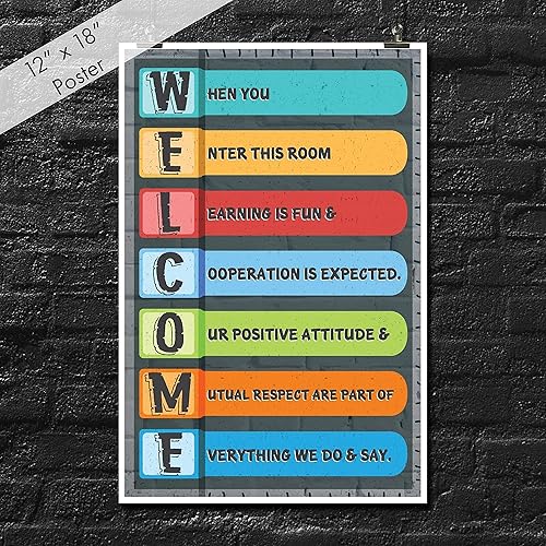 Miniatura 2 de JSC142 cartel de bienvenida para aula | 18 pulg. x 12 pulg. | 100LB papel brillante del cartel