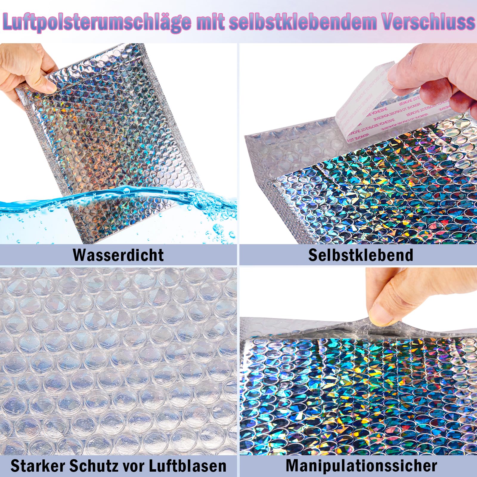 30 Stück Luftpolsterumschläge,16.5x23cm Farbige Luftpolstertaschen,Gepolsterte Umschläge Bubble Lined Poly Mailer,Selbstklebende Gepolsterte Umschläge für Verpackung Warensendung Postversand