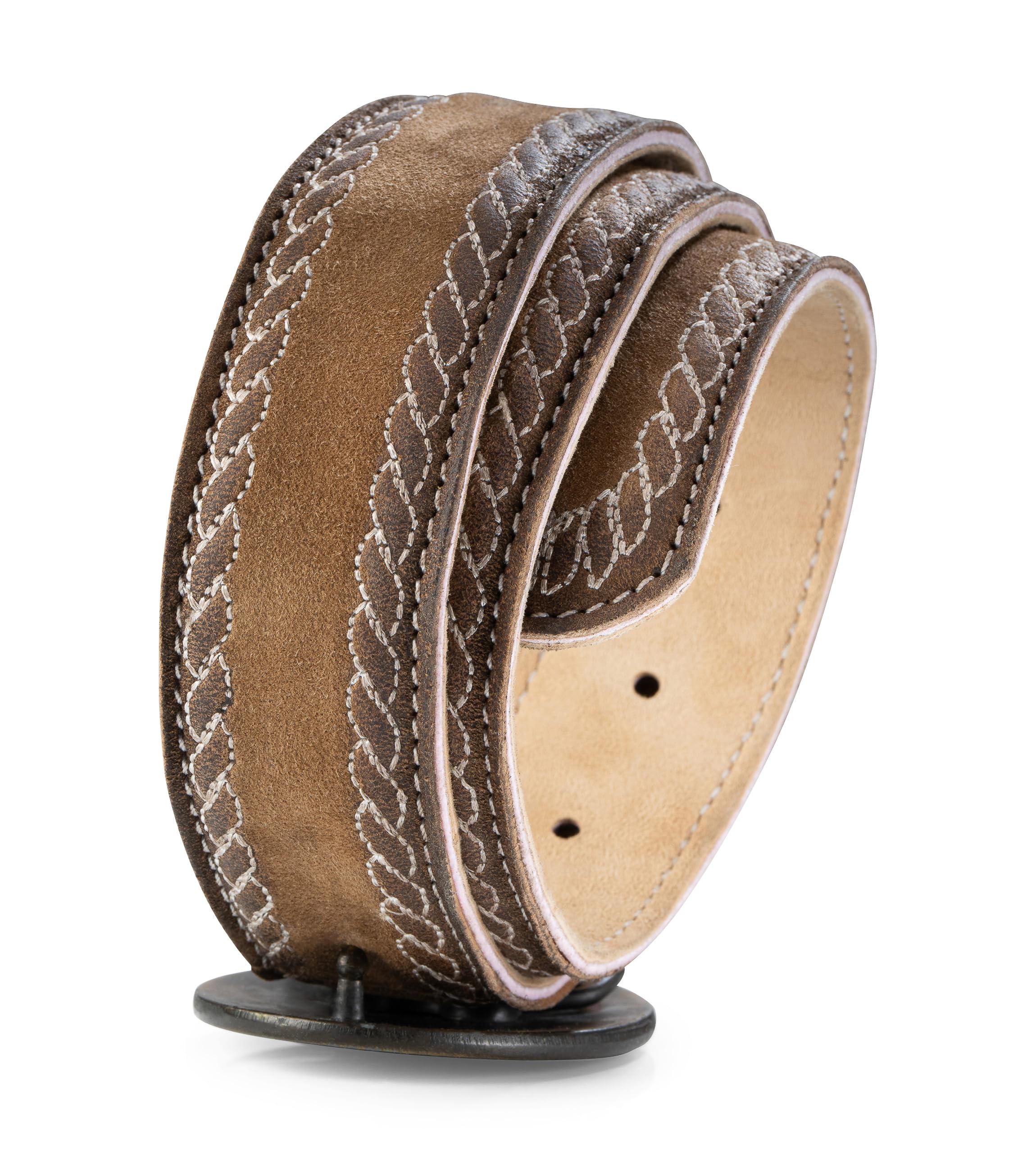 Schöneberger Trachten Couture Trachtengürtel, handgefertigter Lederhosen Gürtel mit Hirsch Schnalle, Ledergürtel Sebastian