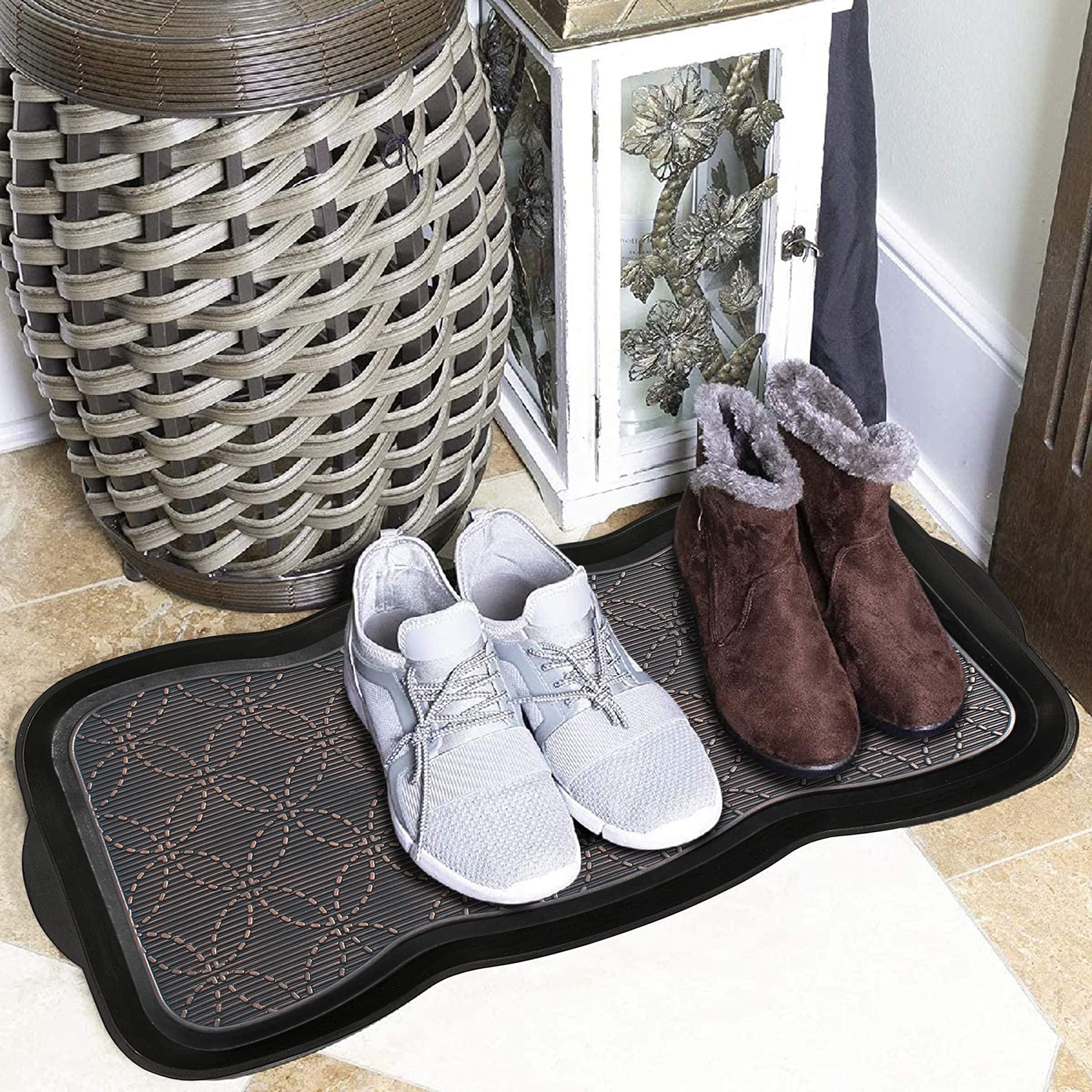 A1 Home Collections Heavy Duty Flexible 16 in. x 31 in. 100% Rubber Boot Mat. Multi-Purpose for Shoes, Garden - Mudroom, Entryway, Garage etc., Black/Copper