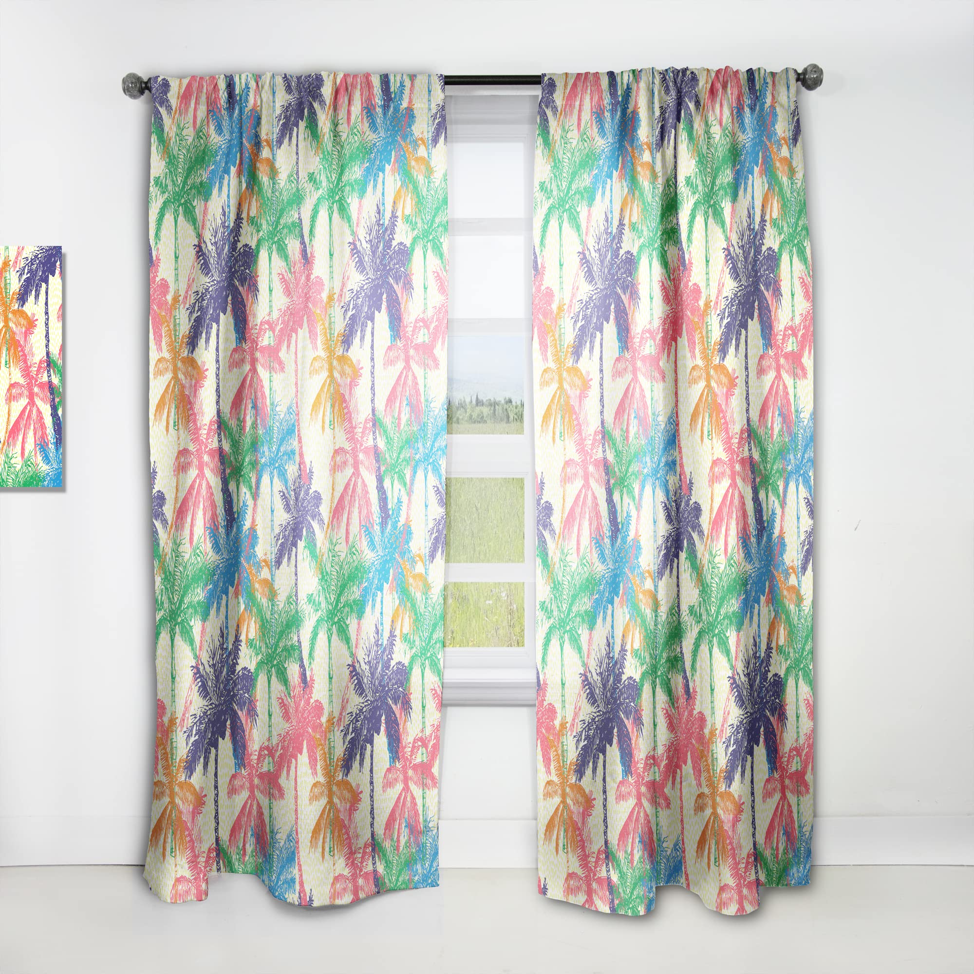 Rideaux à motif tropical Palm Pattern A DesignQ pour salon