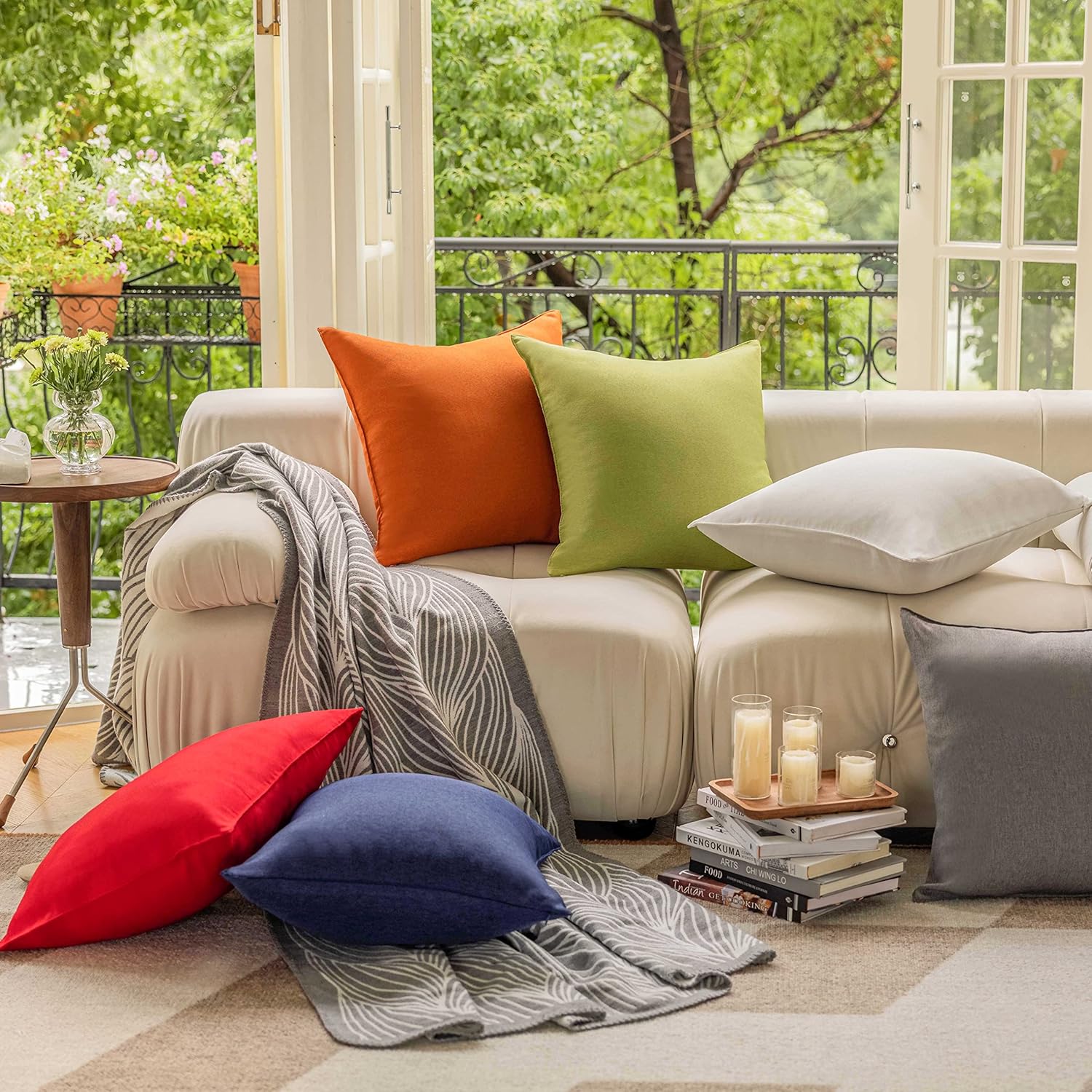 Demetex Outdoor Pillow Covers 12x20 Waterproof Lumbar Throw Pillows Rectangle Beige Pillow Cases for Patio Couch, Set of 4, 12 x 20 Inch, Beige - Image 7