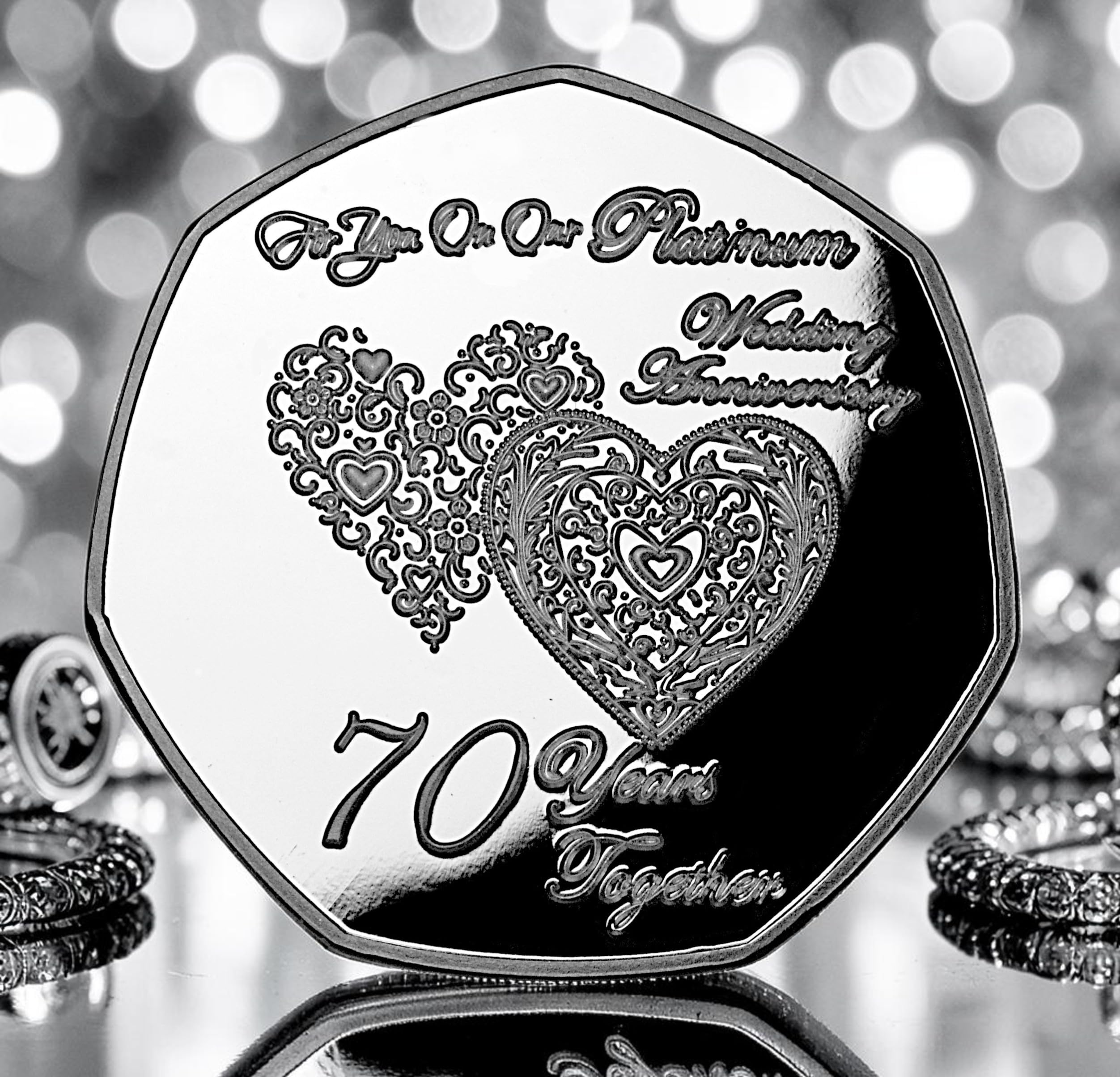 The Commemorative Coin Company On Our 70th Platinum Wedding Anniversary Silver Commemorative. 70 Years Together. Partner/Husband/Wife. Gift/Present.
