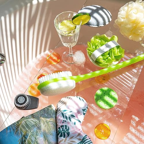 Miniatura 5 de EcoTools Buff + Cepillo de baño pulido, mango largo para limpiar y exfoliar la espalda y zonas difíciles de alcanzar, cepillo de ducha ecológico que