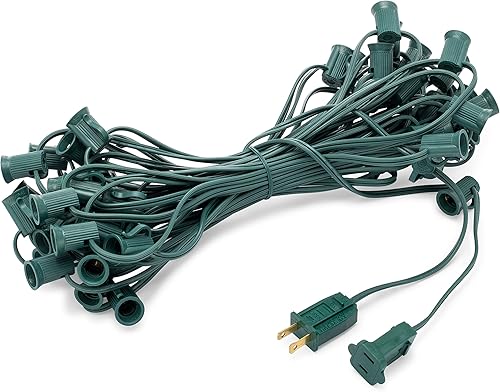 Miniatura 6 de Holiday Lighting Outlet Cadena de Luces Navideñas C9, Iluminación para Eventos de Patio, Cable Negro, Espaciado de Enchufes de 12", E17 (100") Negro
