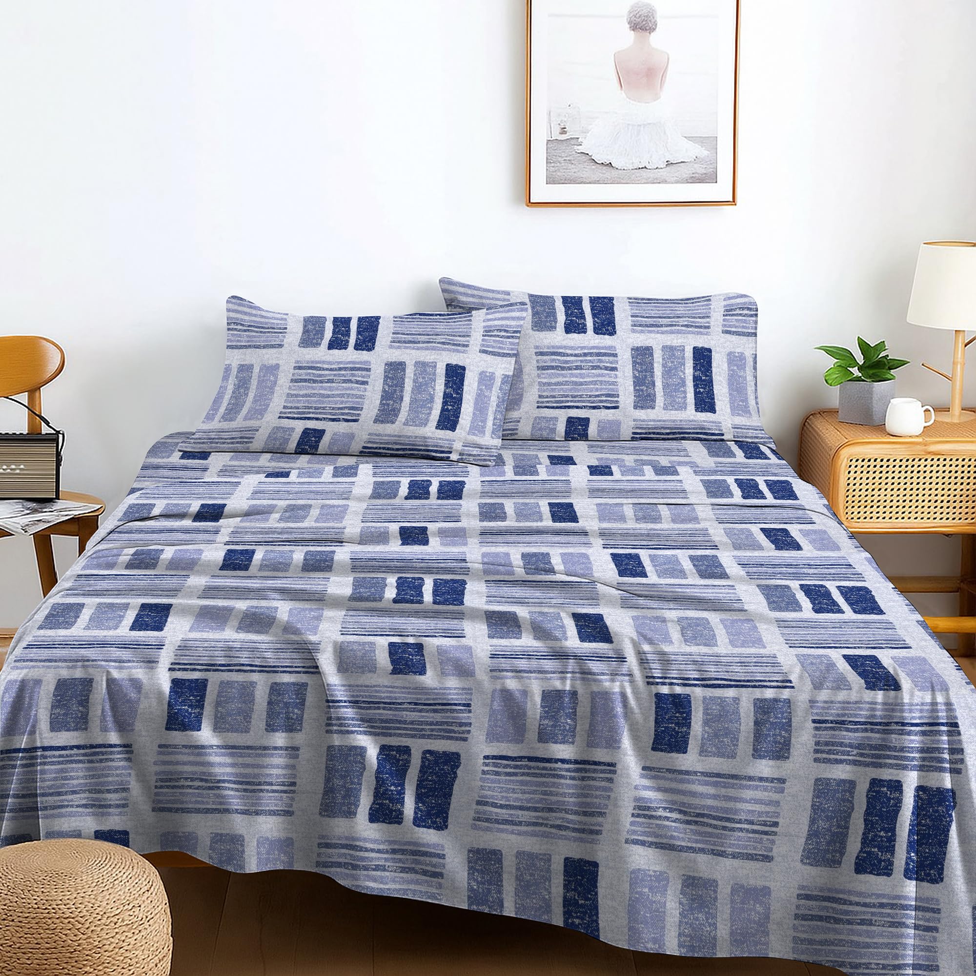 RAYBedding Printed Flat Sheet Set Single Bed โ Luxury Soft Single Flat Sheet with Pillowcase โ Smooth, Lightweight & Easy Care Bedding
