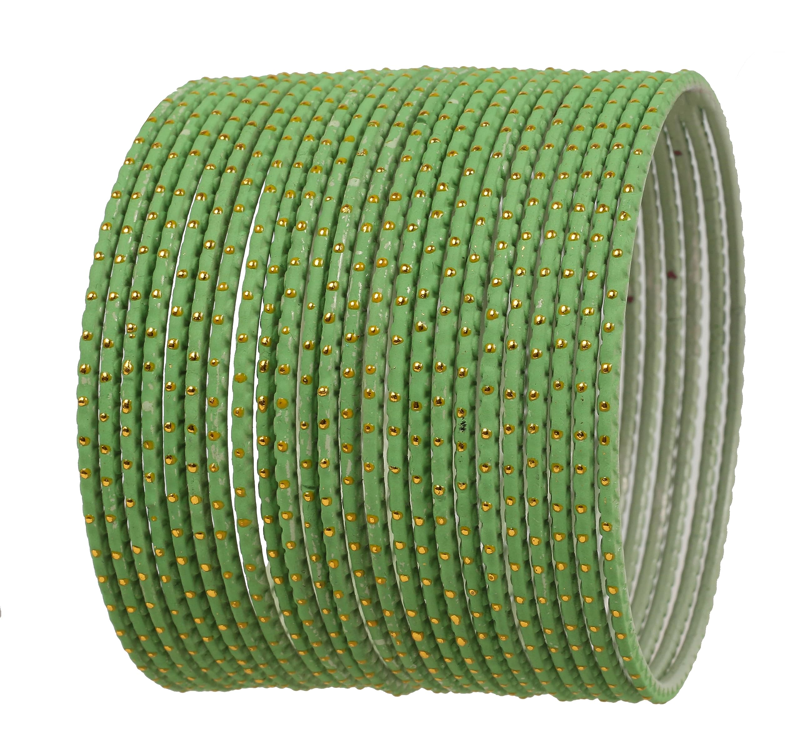 TouchstoneIndian Bollywood Trending Fashion Handcrafted Beautifully Trimmed Edges Textured Golden Dots Designer Jewelry Bangle Bracelets. Set of 24 For Women.