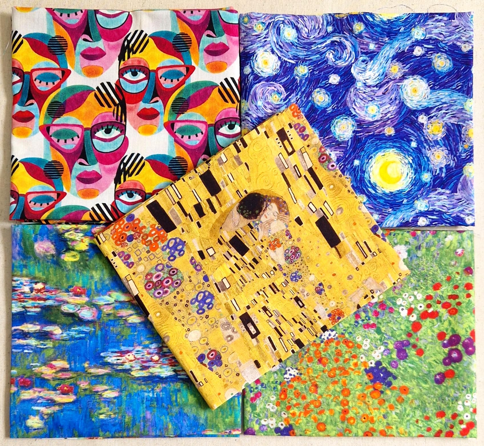 Fat Quarter Bundles - Artist Impressionist Abstract Print Mix - Craft Fabric Material
